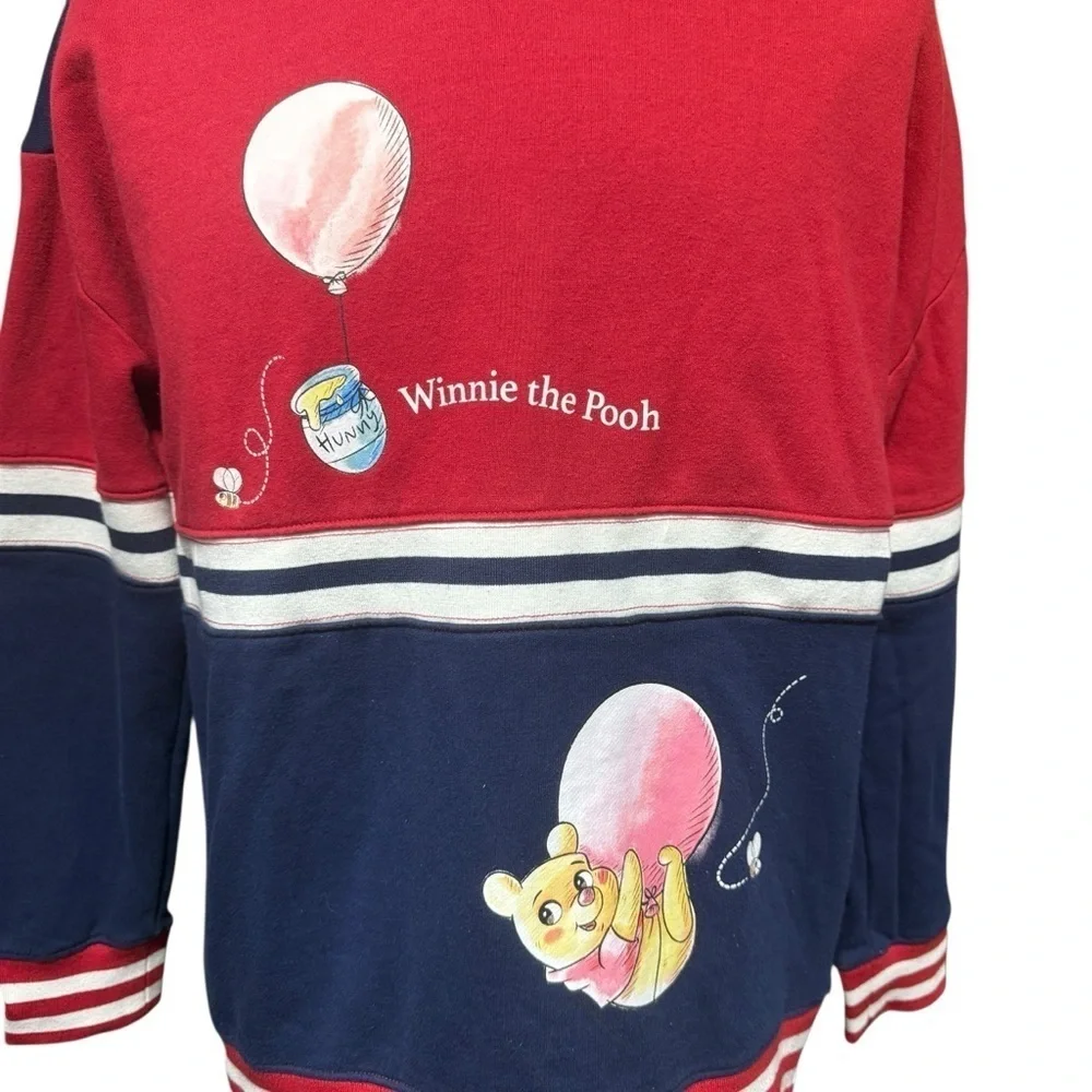 Disney 100 Winnie the Pooh Balloon Crewneck Sweatshirt Size S BoxLunch Blue Red - Picture 4 of 9